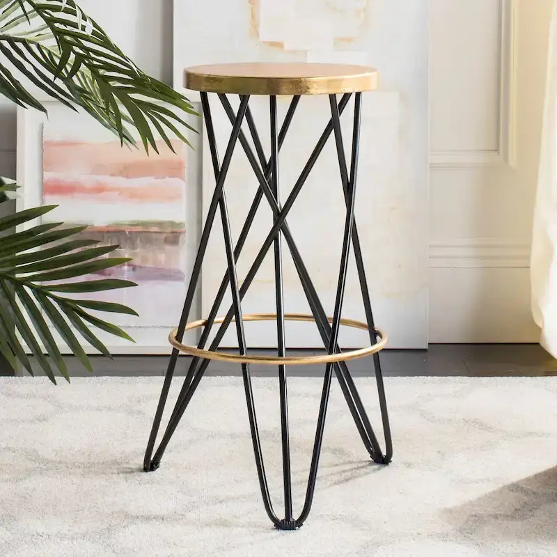 Tabouret de bar SAFAVIEH Elissa 76 cm, finition feuille d'or - 46 x 46 x 76 cm - 46 x 46 x 76 cm (L x P x H)