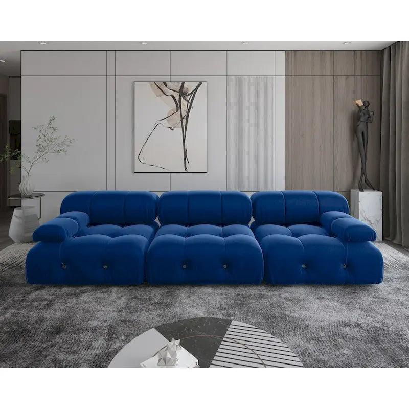 Canapé d'angle modulable convertible 104, canapés minimalistes en velours style milieu du siècle