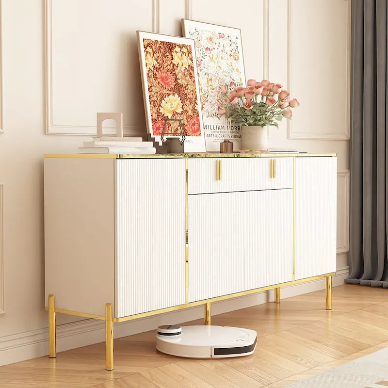 Buffet de cuisine Timechee à 4 portes et 2 tiroirs supérieurs, meuble de rangement d'appoint