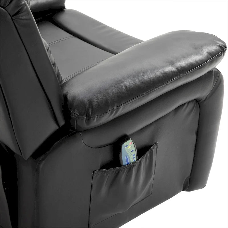 Fauteuil de massage inclinable HOMCOM en cuir PU, canapé pivotant à bascule avec télécommande, repose-pieds et assise rembourrée pour salon