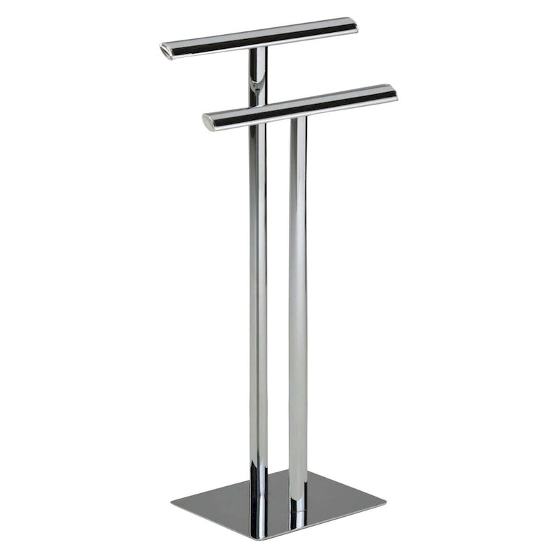Porte-serviettes moderne sur pied en métal chromé