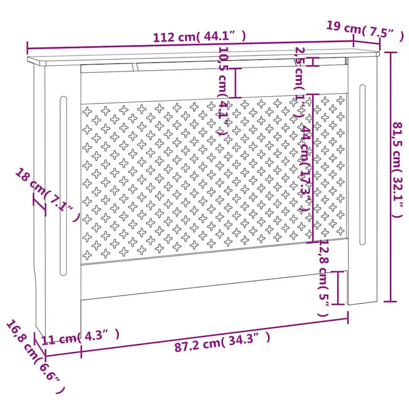 Cache-radiateur vidaXL noir 44,1 x 7,5 x 32,1 cm en MDF