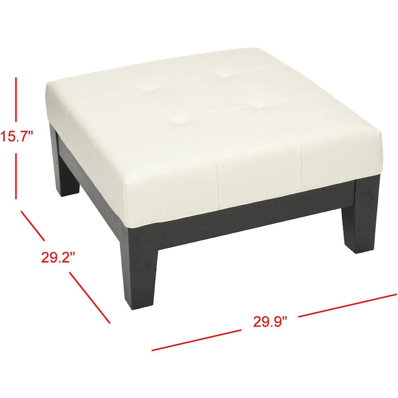 Pouf carré en cuir blanc SAFAVIEH Perri