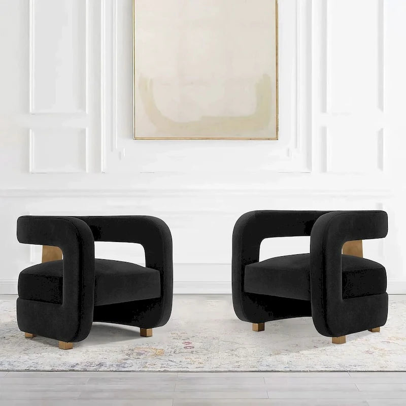 Ensemble de 2 fauteuils d'appoint modernes en velours Amirah de Manhattan Comfort
