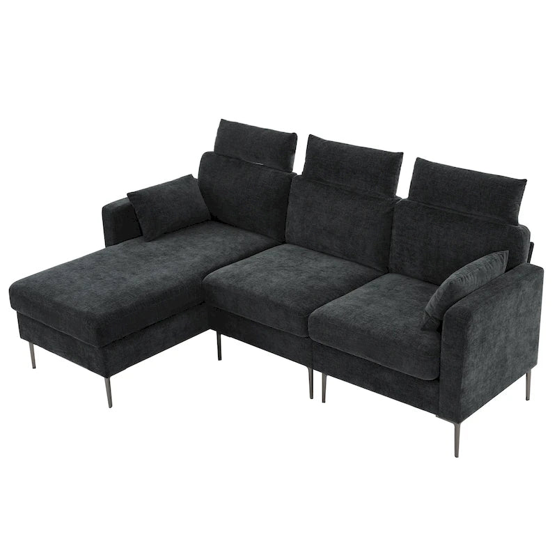 Canapé d'angle en chenille de 89 pouces avec méridienne extra large pour salon