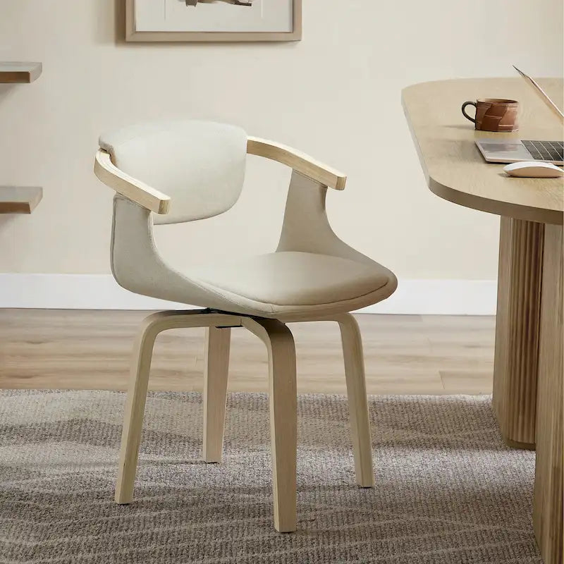 Fauteuil pivotant Art Leon, rembourré et en bois