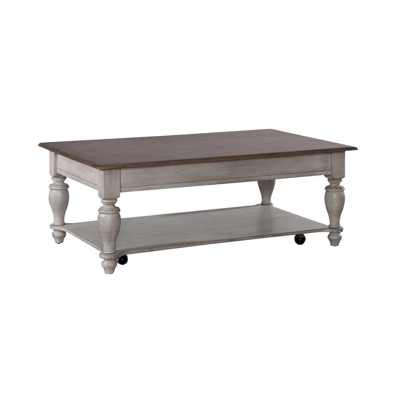 Ensemble de table basse 3 pièces Ocean Isle, blanc antique et pin vieilli