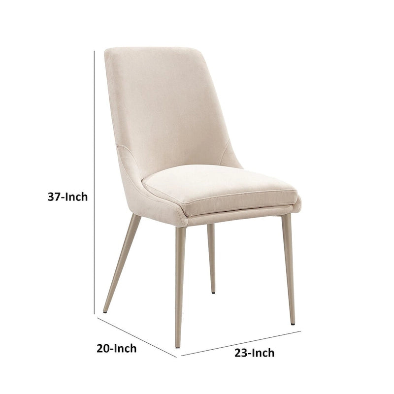 Ensemble de 2 chaises de salle à manger Wils de 51 cm (20 pouces), velours crème, pieds fuselés en métal doré