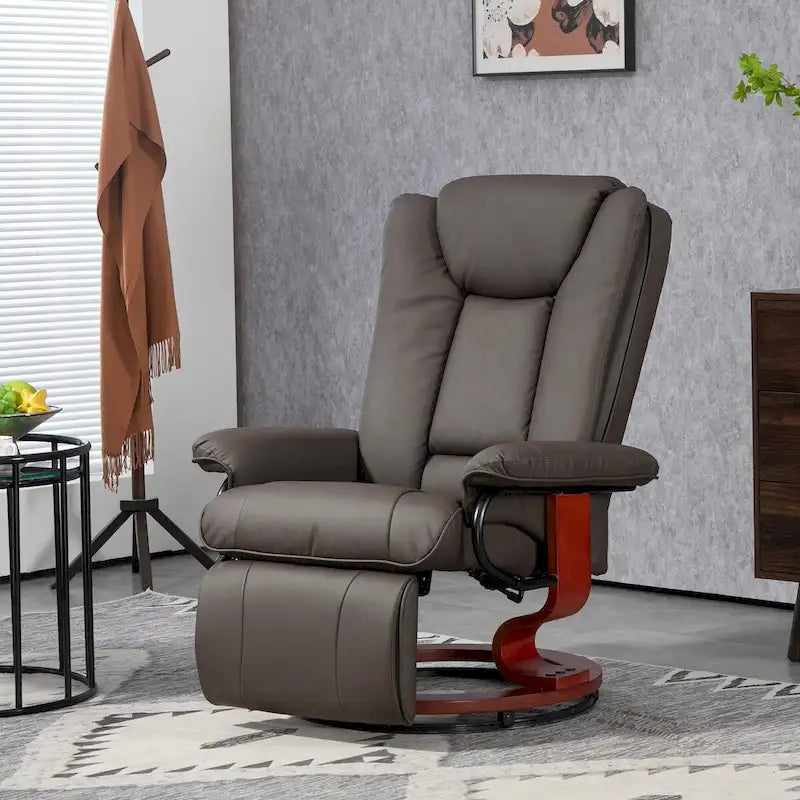 Fauteuil inclinable pivotant HOMCOM, fauteuil inclinable en cuir PU pour salon, canapé inclinable moderne avec repose-pieds