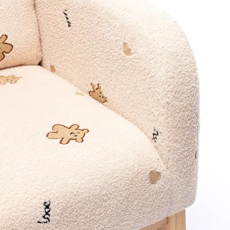 Fauteuil à bascule moderne rembourré avec poche latérale, chaise de chambre d'enfant en bois à dossier haut