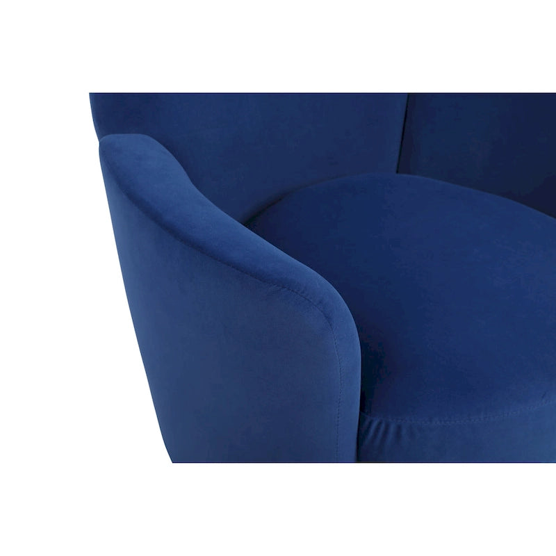 Fauteuil pivotant rembourré en velours bleu marine 29,3 pouces avec base en acier inoxydable