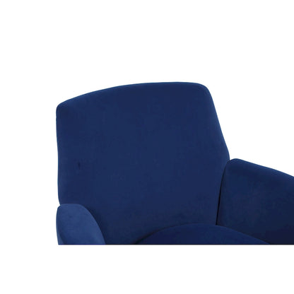 Fauteuil pivotant rembourré en velours bleu marine 29,3 pouces avec base en acier inoxydable