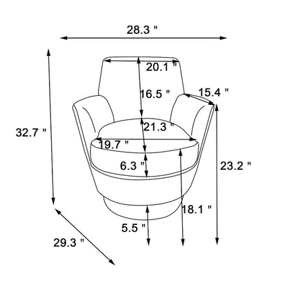 Fauteuil pivotant rembourré en velours bleu marine 29,3 pouces avec base en acier inoxydable