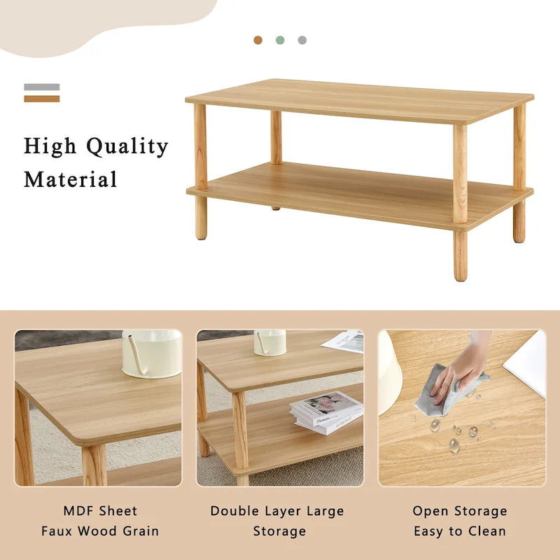 Table basse rectangulaire à deux niveaux pour salon