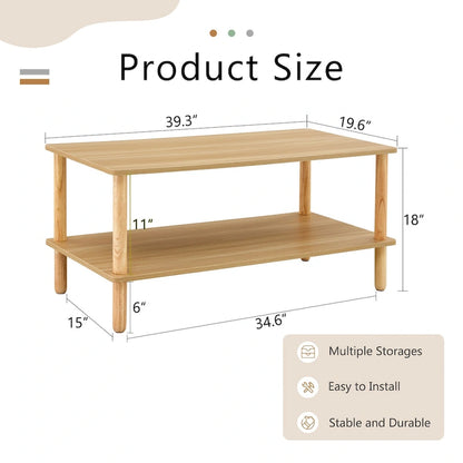 Table basse rectangulaire à deux niveaux pour salon