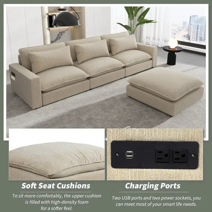 Canapé d'angle 128 pouces Cloud Sofa en chenille
