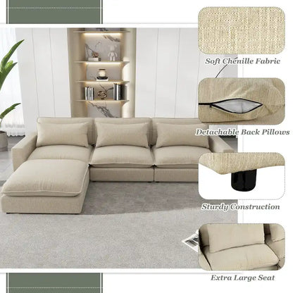 Canapé d'angle 128 pouces Cloud Sofa en chenille