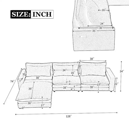 Canapé d'angle 128 pouces Cloud Sofa en chenille