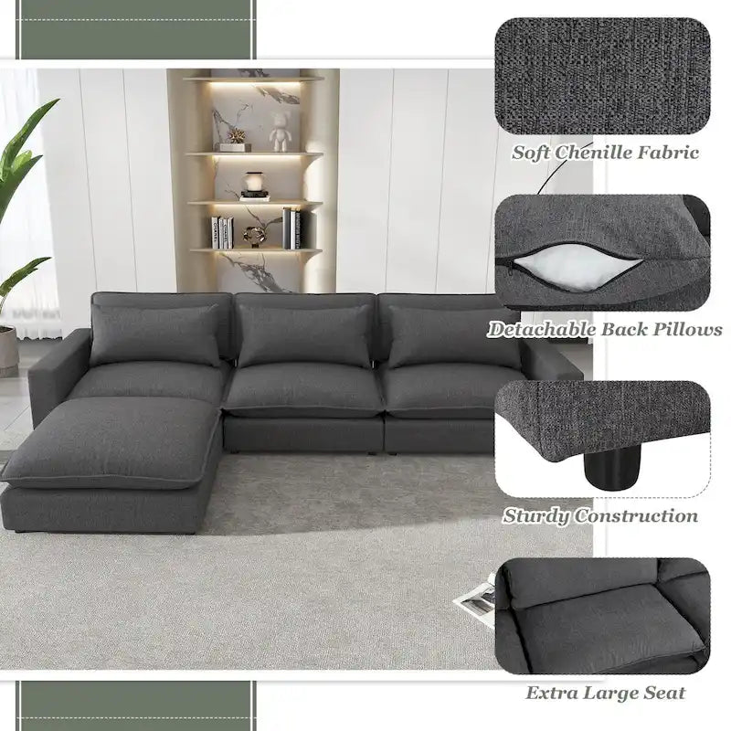 Canapé d'angle 128 pouces Cloud Sofa en chenille