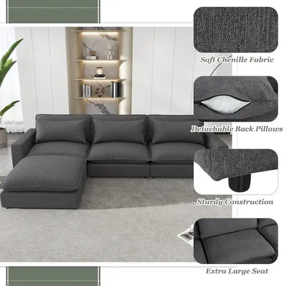 Canapé d'angle 128 pouces Cloud Sofa en chenille