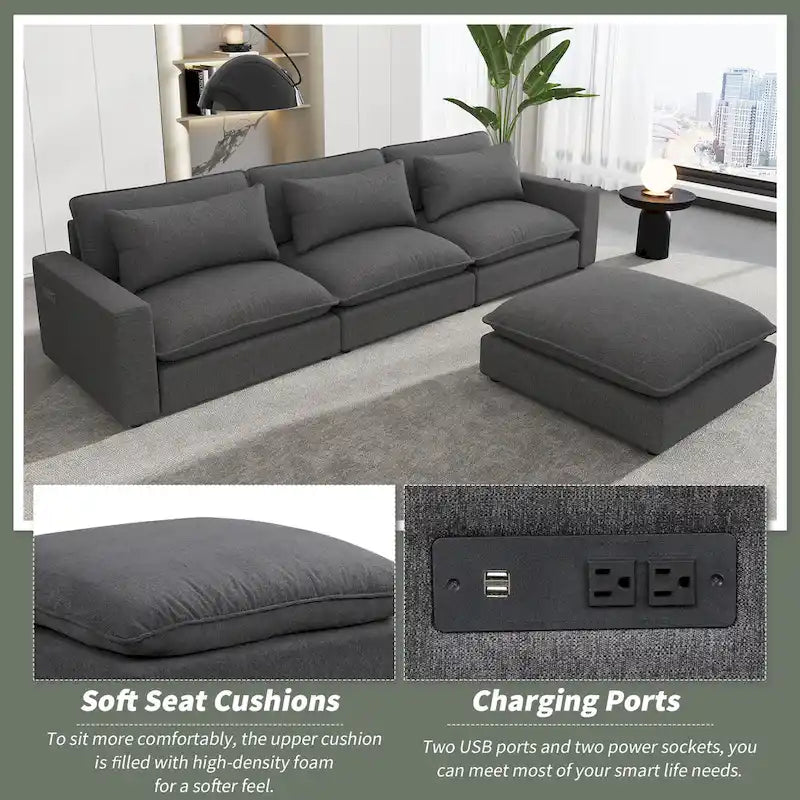 Canapé d'angle 128 pouces Cloud Sofa en chenille
