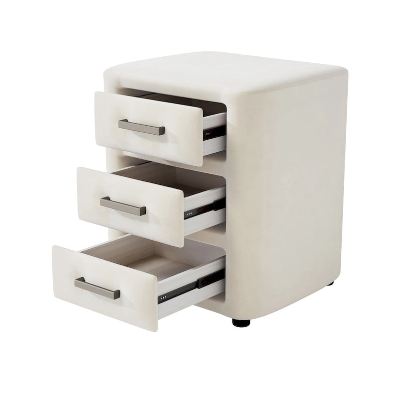 Ensemble de chambre moderne pour lit king size, avec tête de lit plateforme rembourrée et 2 tables de chevet à 3 tiroirs, sommier non requis.