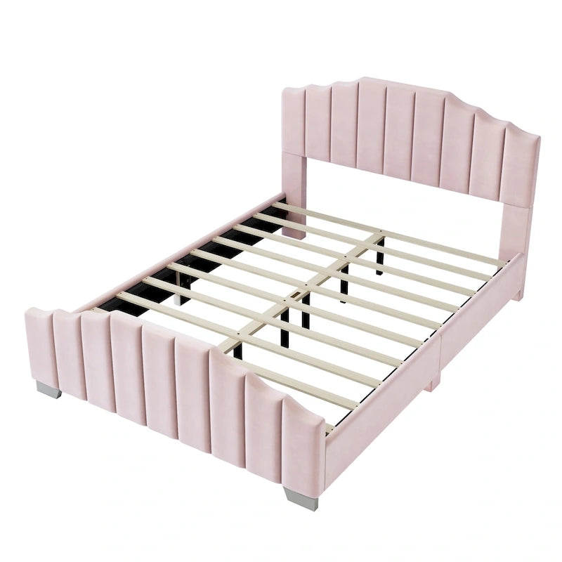 Ensemble de chambre moderne pour lit king size, avec tête de lit plateforme rembourrée et 2 tables de chevet à 3 tiroirs, sommier non requis.