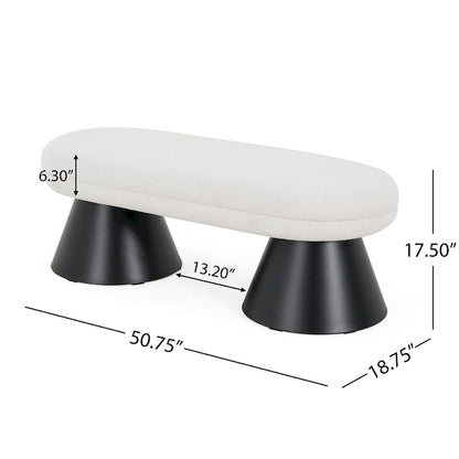 Christopher Knight Home - Banquette de salle à manger rembourrée Nathan, pouf d'entrée et de chambre à coucher à montage en 2 étapes avec pieds en fer noir