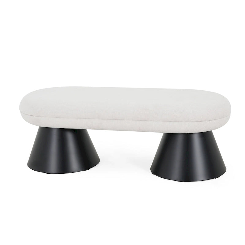 Christopher Knight Home - Banquette de salle à manger rembourrée Nathan, pouf d'entrée et de chambre à coucher à montage en 2 étapes avec pieds en fer noir