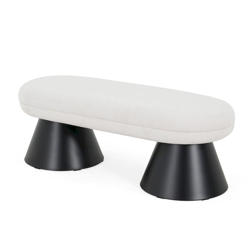 Christopher Knight Home - Banquette de salle à manger rembourrée Nathan, pouf d'entrée et de chambre à coucher à montage en 2 étapes avec pieds en fer noir