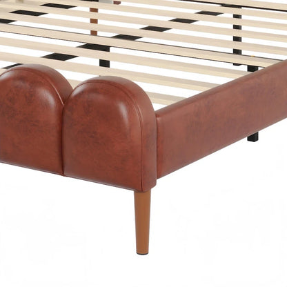 Lit Christopher Knight Home - Revêtement en cuir avec tête et pied de lit, lattes et pieds en bois massif, sommier non nécessaire