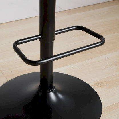 Ensemble moderne de 2 tabourets de bar pivotants avec dossier en cuir, assise rembourrée, base chromée et hauteur réglable, pour îlot de cuisine