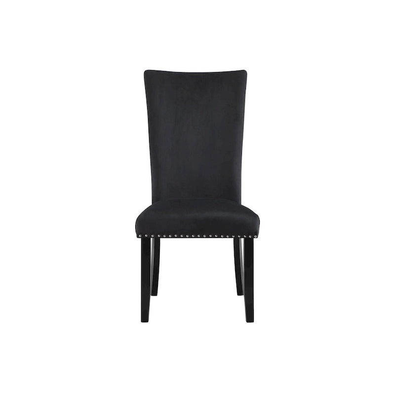 Ensemble de deux chaises de salle à manger HomeRoots en velours noir capitonné - 51,4 cm x 103,6 cm x 68,6 cm
