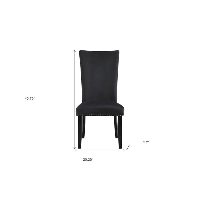 Ensemble de deux chaises de salle à manger HomeRoots en velours noir capitonné - 51,4 cm x 103,6 cm x 68,6 cm