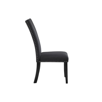 Ensemble de deux chaises de salle à manger HomeRoots en velours noir capitonné - 51,4 cm x 103,6 cm x 68,6 cm
