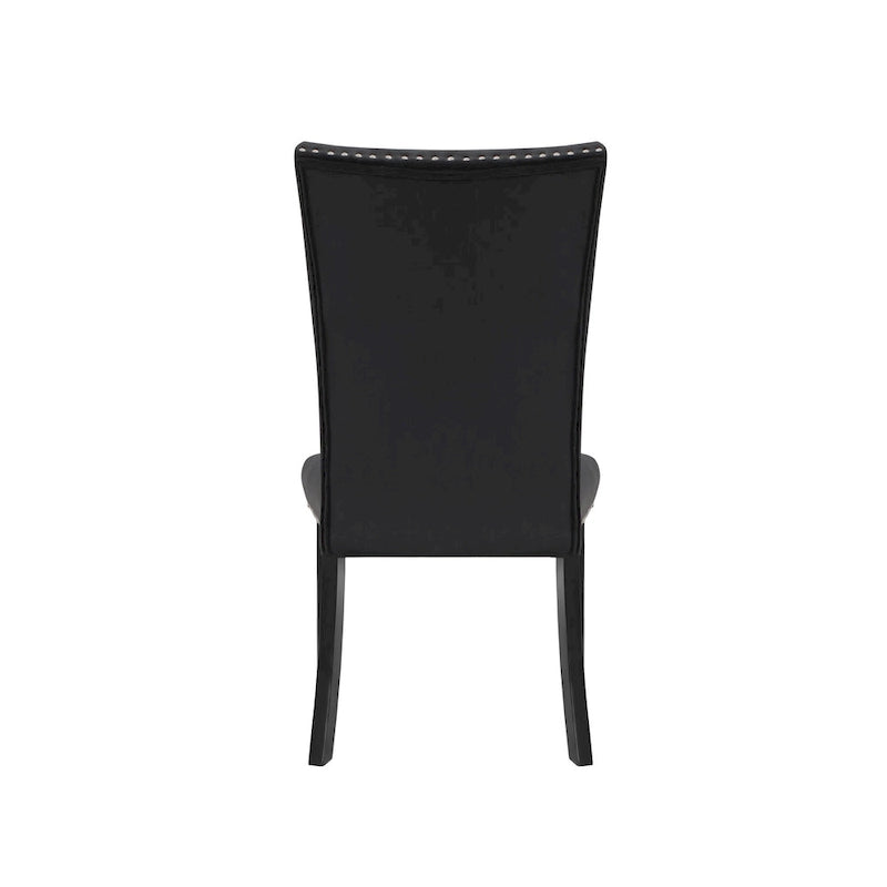 Ensemble de deux chaises de salle à manger HomeRoots en velours noir capitonné - 51,4 cm x 103,6 cm x 68,6 cm