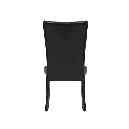 Ensemble de deux chaises de salle à manger HomeRoots en velours noir capitonné - 51,4 cm x 103,6 cm x 68,6 cm