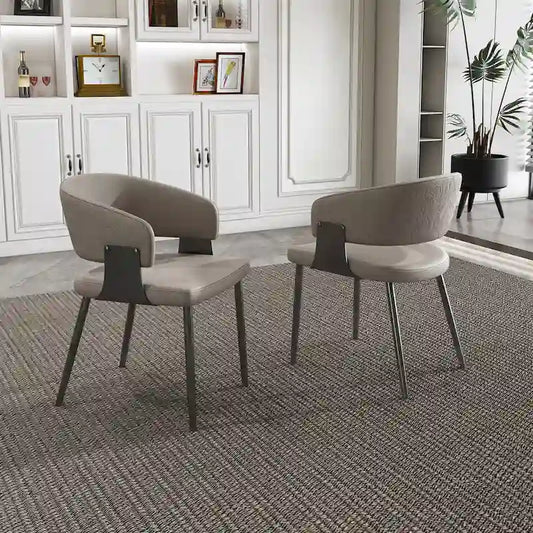 Dining Chairs Set of 2, PU Leather Kitchen Chairs with Metal Legs -Ergonomic Armrests, Comfortable Sponge Cushion, Sturdy Frame