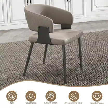 Ensemble de 2 chaises de salle à manger, chaises de cuisine en similicuir avec pieds en métal - Accoudoirs ergonomiques, coussin en mousse confortable, structure robuste