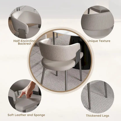Ensemble de 2 chaises de salle à manger, chaises de cuisine en similicuir avec pieds en métal - Accoudoirs ergonomiques, coussin en mousse confortable, structure robuste