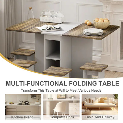 Ensemble de salle à manger extensible en bois, 5 pièces, avec 4 chaises