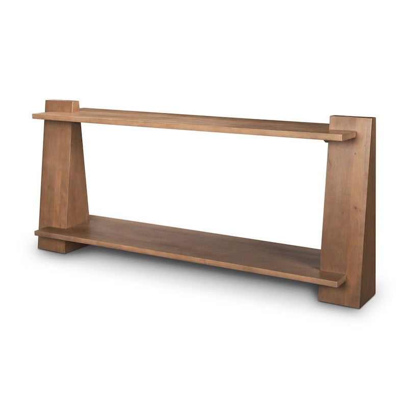 Console HomeRoots 67 en bois massif marron avec étagère - 170 x 76 x 39 cm