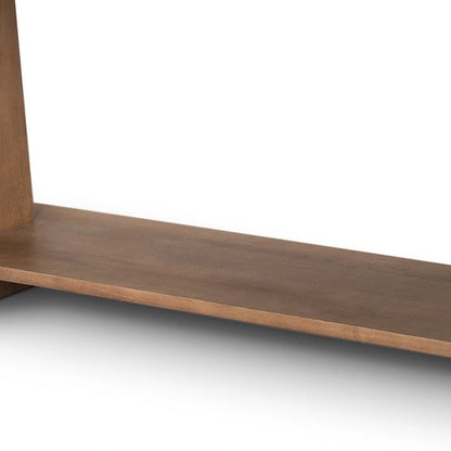 Console HomeRoots 67 en bois massif marron avec étagère - 170 x 76 x 39 cm