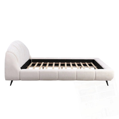 Lit plateforme King Size en chenille, design en forme de coquillage