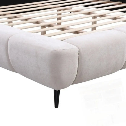 Lit plateforme King Size en chenille, design en forme de coquillage