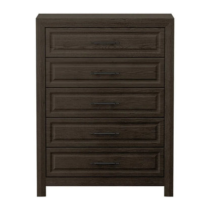 Commode élégante à 5 tiroirs en MDF avec finition imitation bois