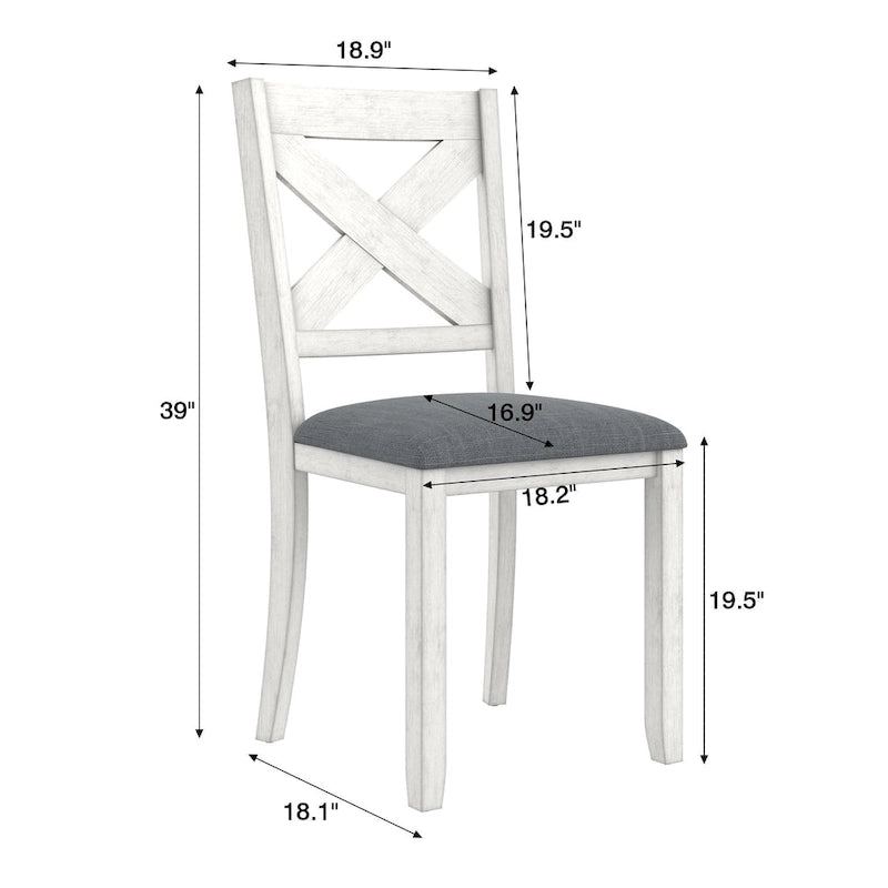 Chaises de salle à manger VECELO en bois massif avec assise en lin, ensemble de 2/4/6 chaises
