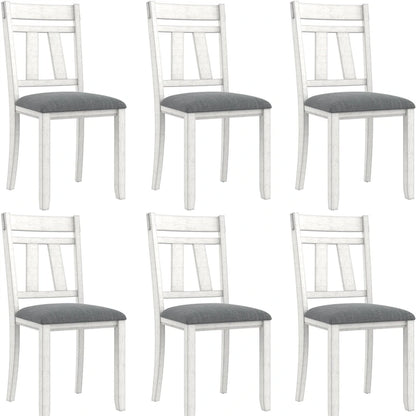 Chaises de salle à manger VECELO en bois massif avec assise en lin, ensemble de 2/4/6 chaises