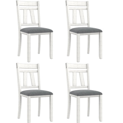 Chaises de salle à manger VECELO en bois massif avec assise en lin, ensemble de 2/4/6 chaises