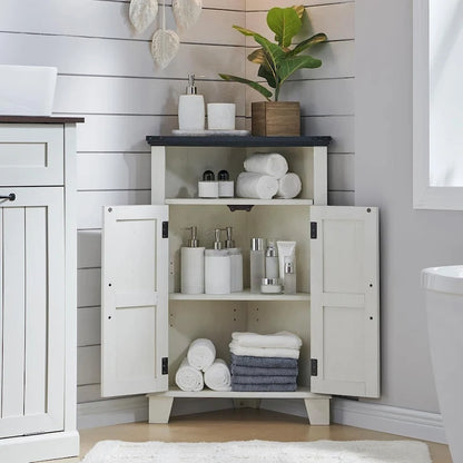 Meuble d'angle de salle de bain style ferme, petit meuble d'angle avec porte coulissante de grange - Non applicable